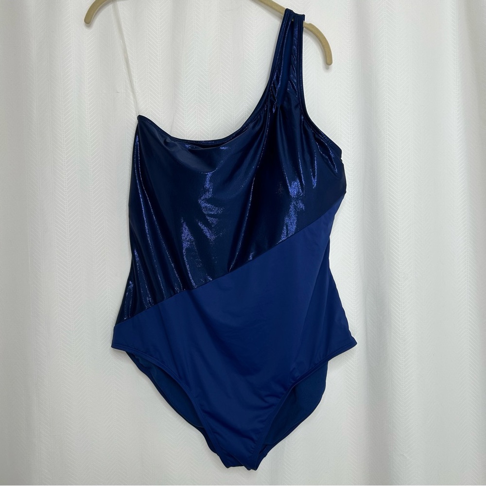Mynah metallic blue one piece swimsuit